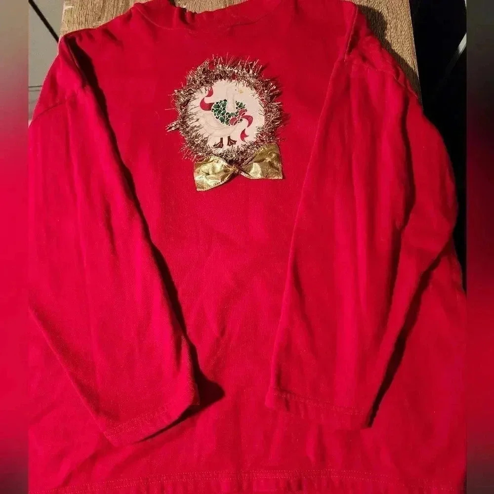 1 of a Kind Custom Handmade Ugly Christmas Sweater Glitter Bears Women's Plus 3X - Picture 3 of 10